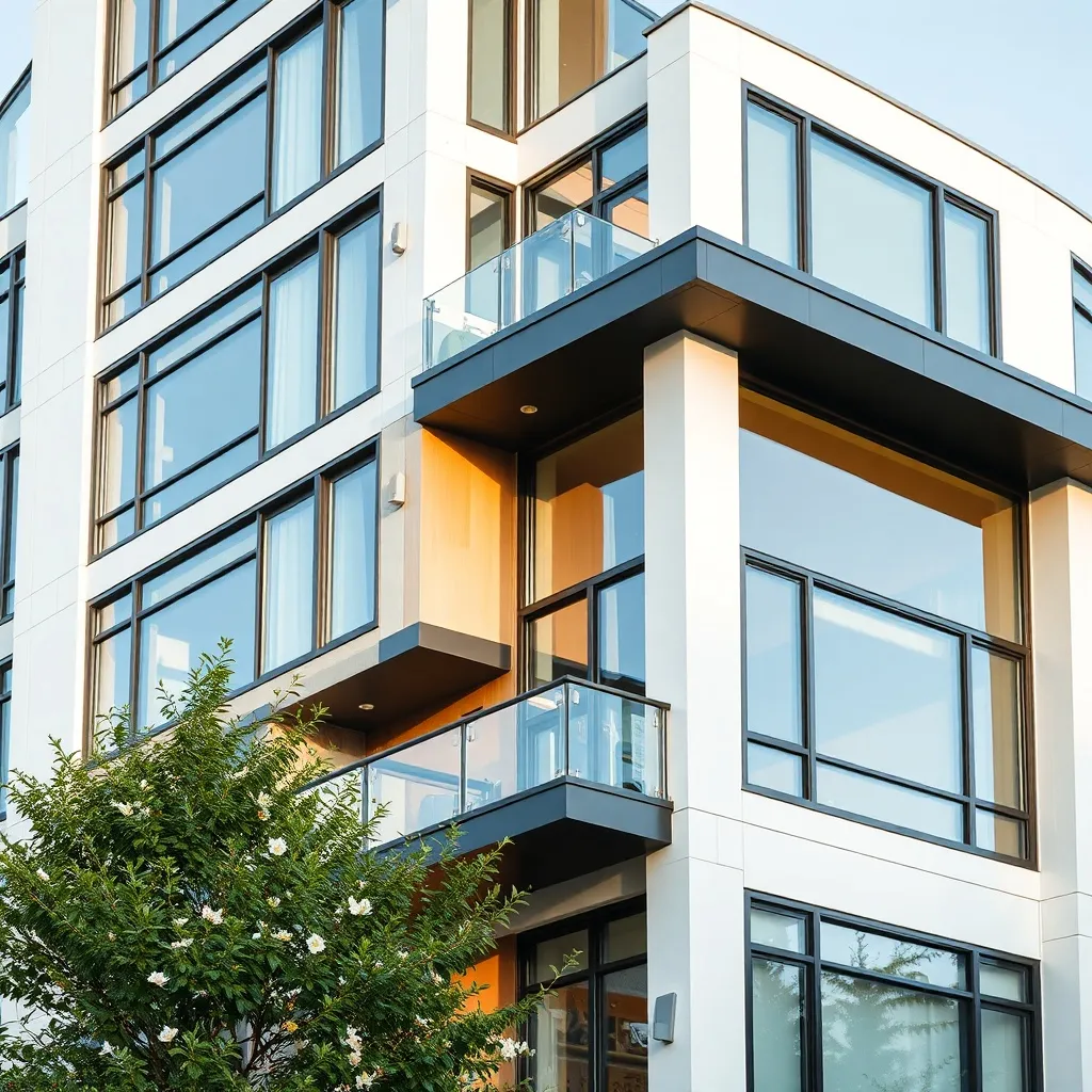 A professional architectural photograph of a modern resident
